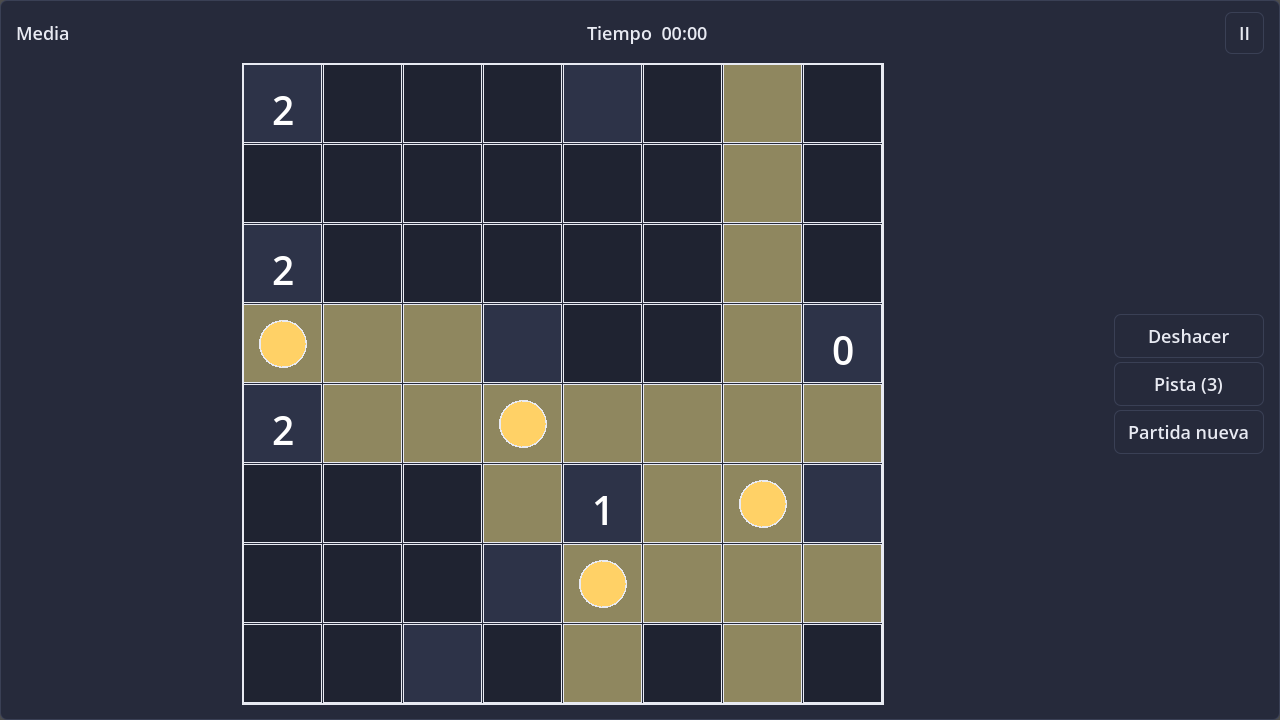 Screenshot of Akari (Light Up) in dark theme