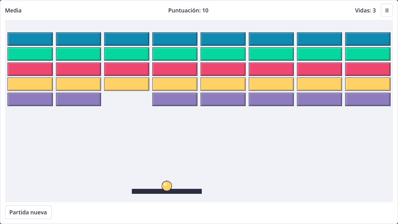 Screenshot of Breakout in light theme