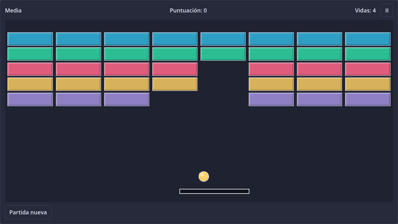 Screenshot of Breakout in dark theme