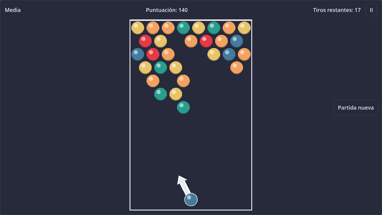 Screenshot of Bubble Shooter in dark theme