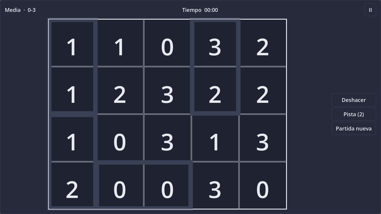Screenshot of Dominosa in dark theme