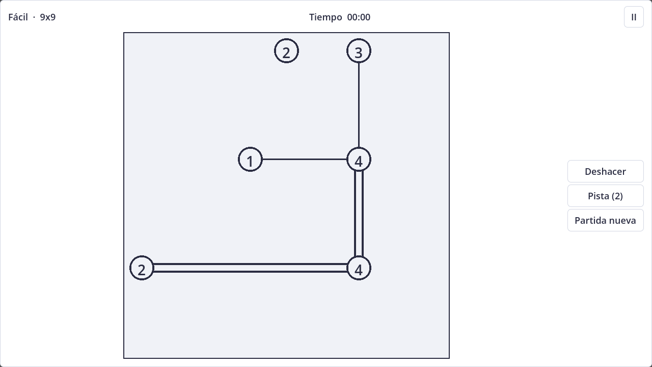 Screenshot of Hashiwokakero (Bridges) in light theme