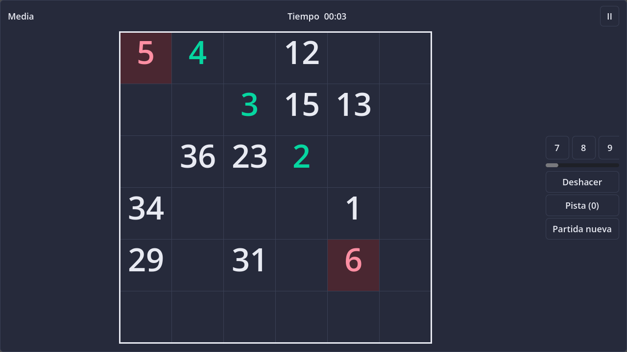 Screenshot of Hidato in dark theme