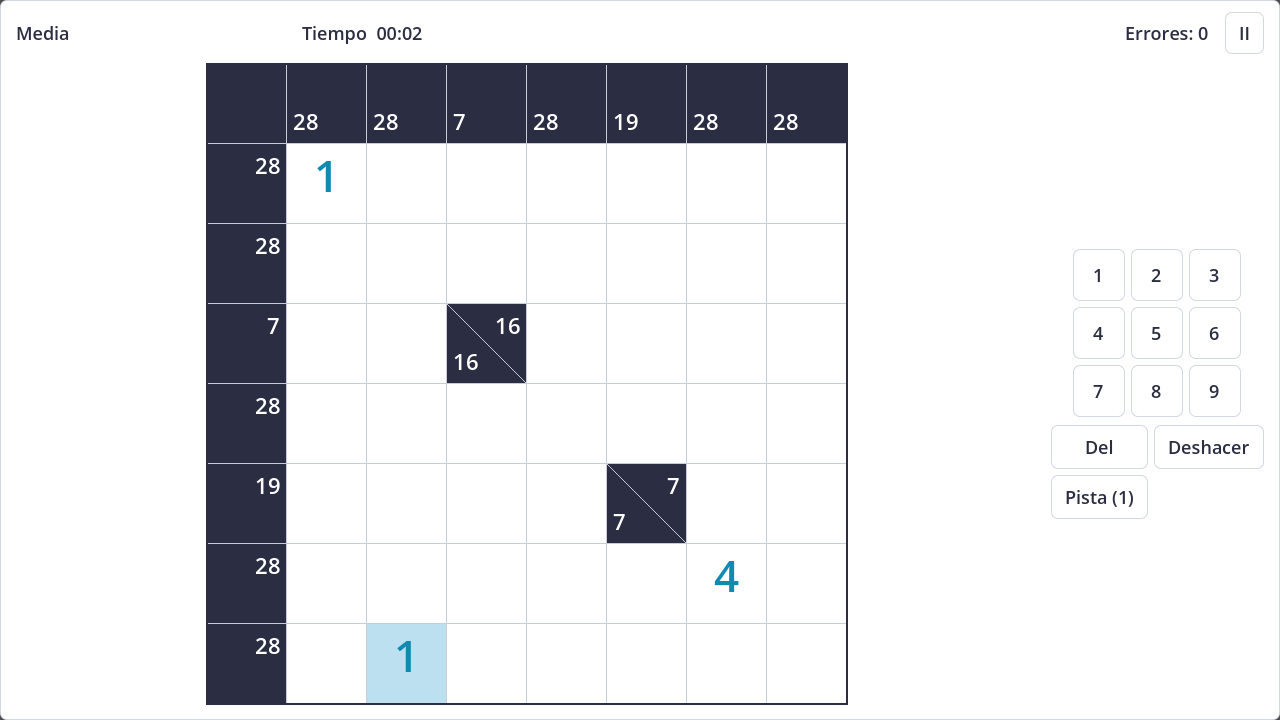 Screenshot of Kakuro in light theme
