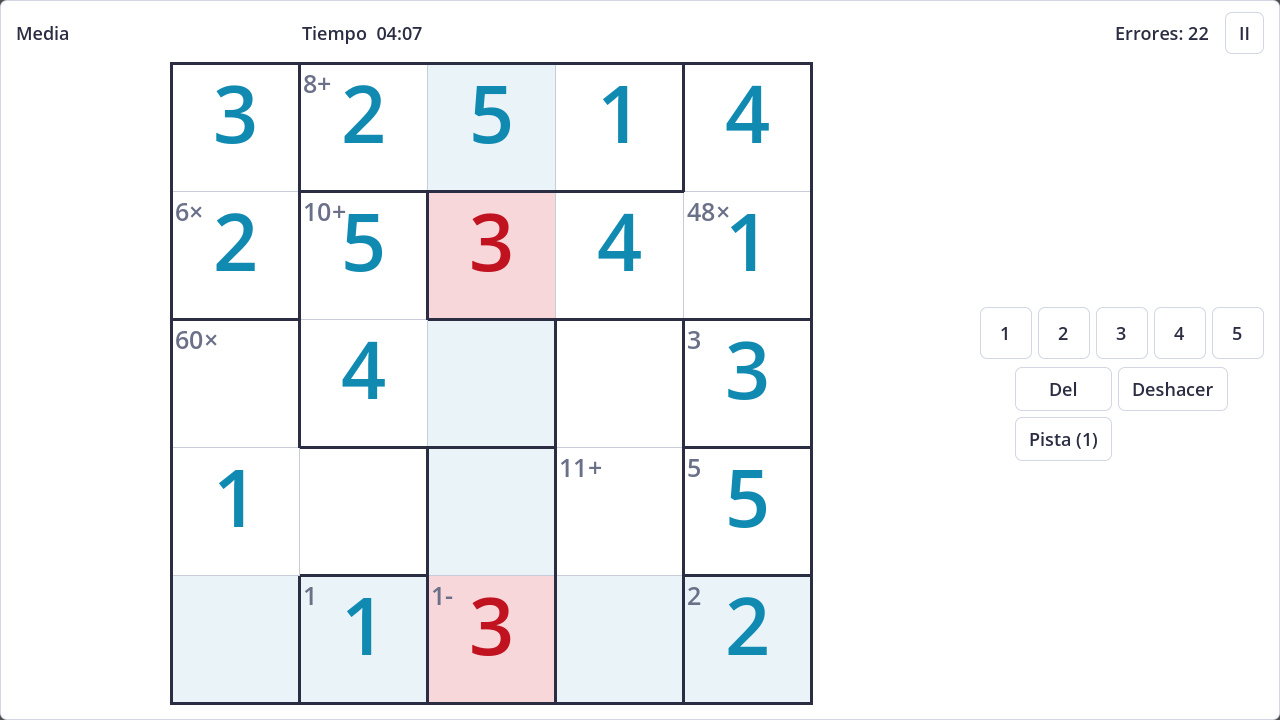 Screenshot of KenKen in light theme