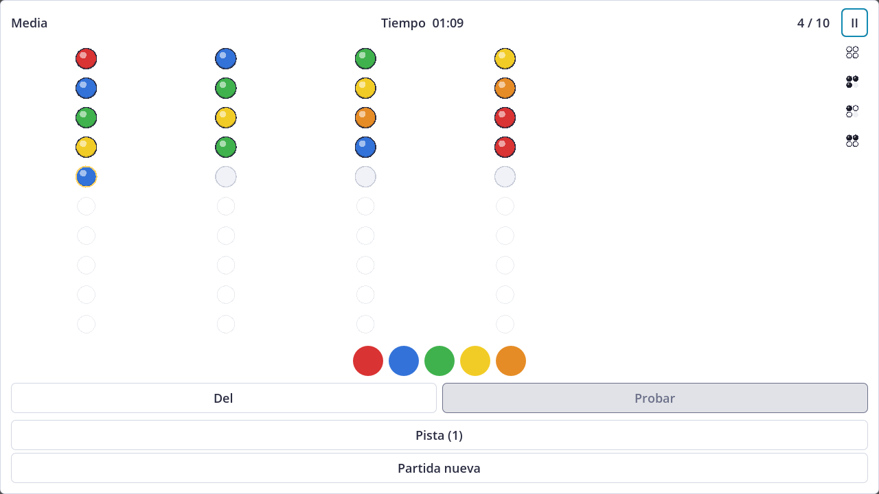 Screenshot of Mastermind in light theme