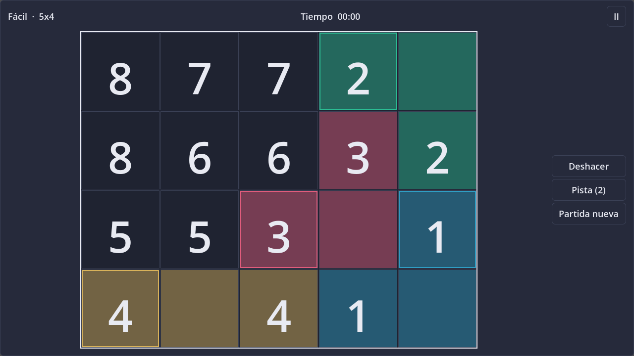 Screenshot of Numberlink in dark theme