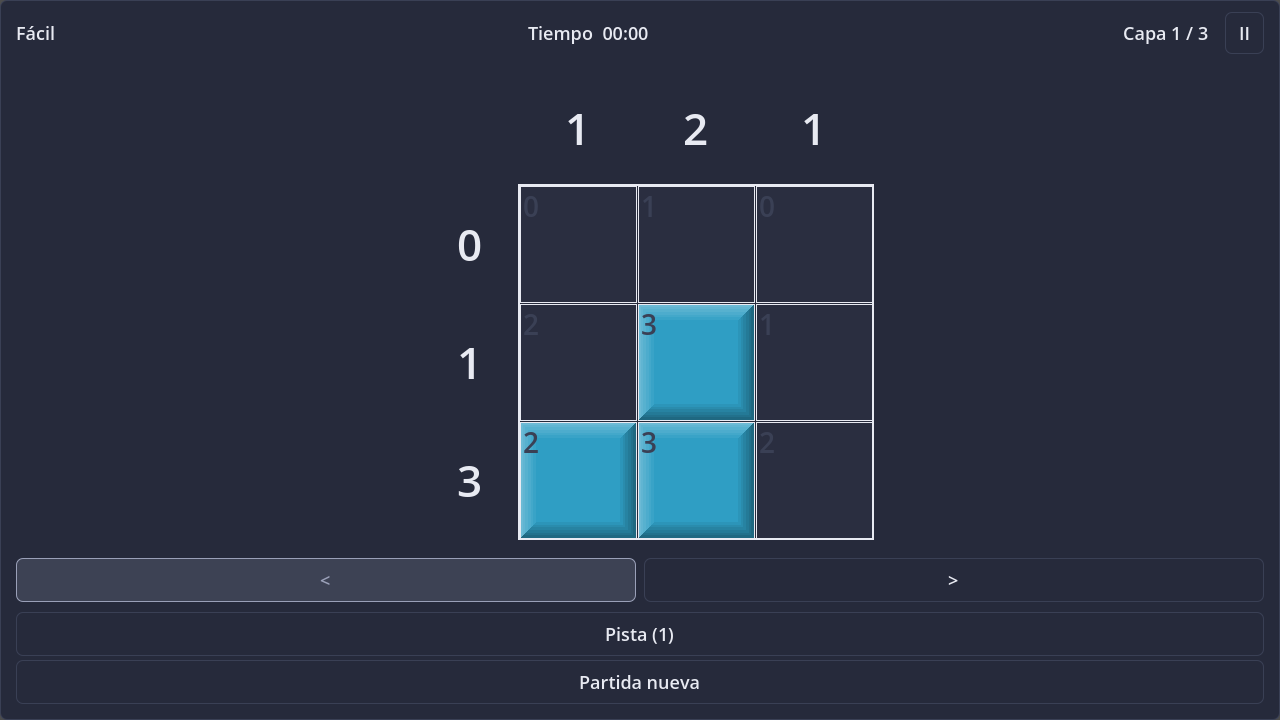 Screenshot of Picross 3D in dark theme
