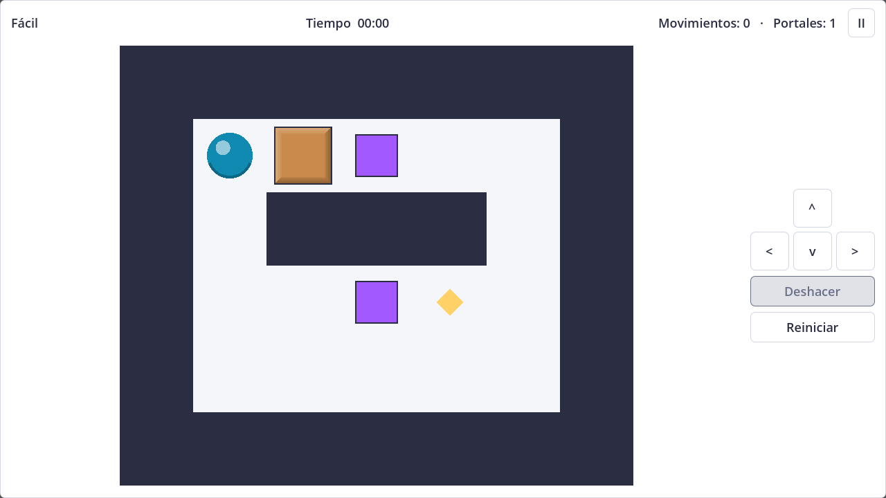 Screenshot of Sokoban with Portals in light theme