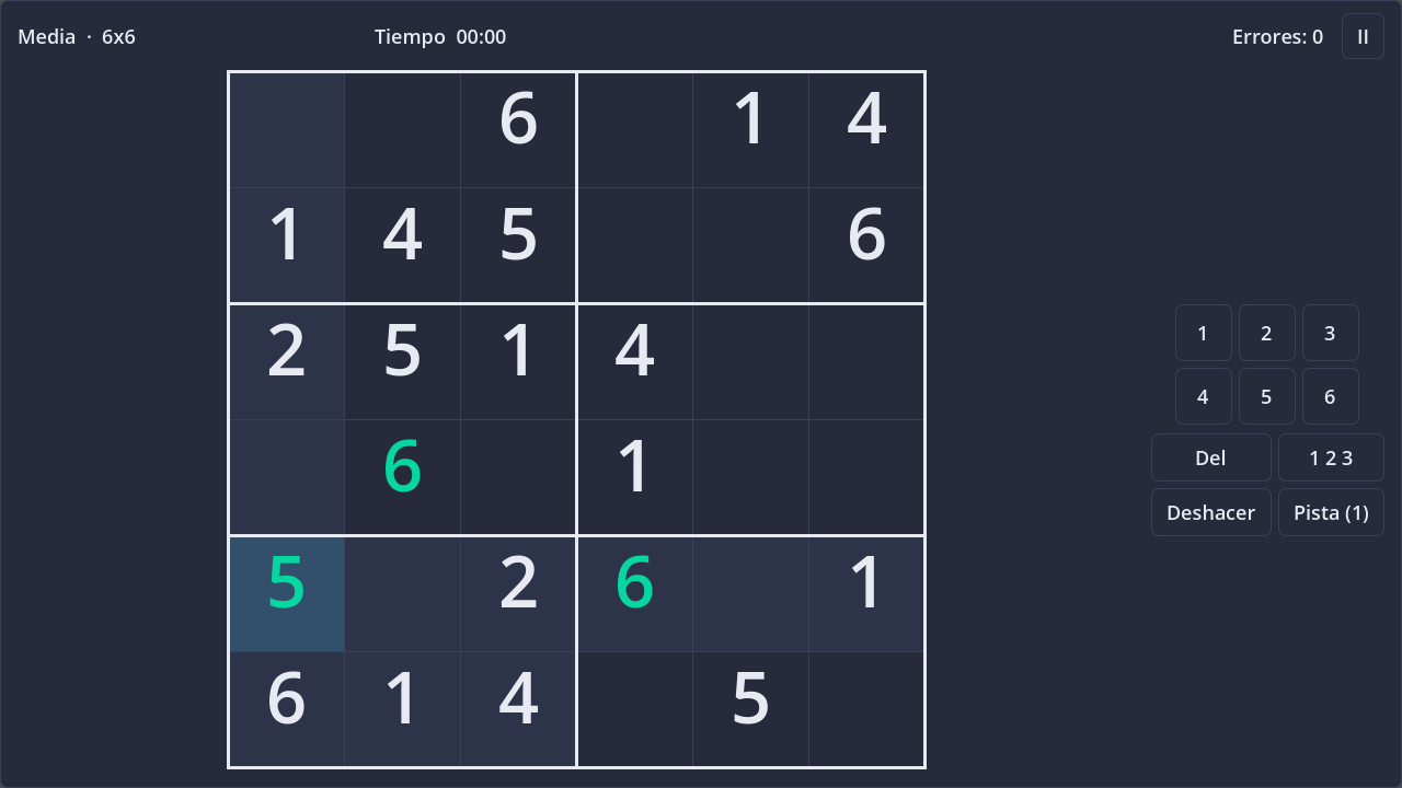 Screenshot of Sudoku Mini in dark theme