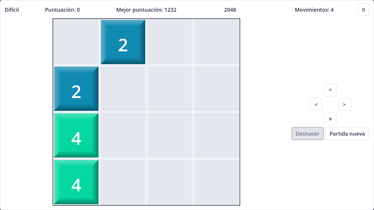Screenshot of 2048 in light theme