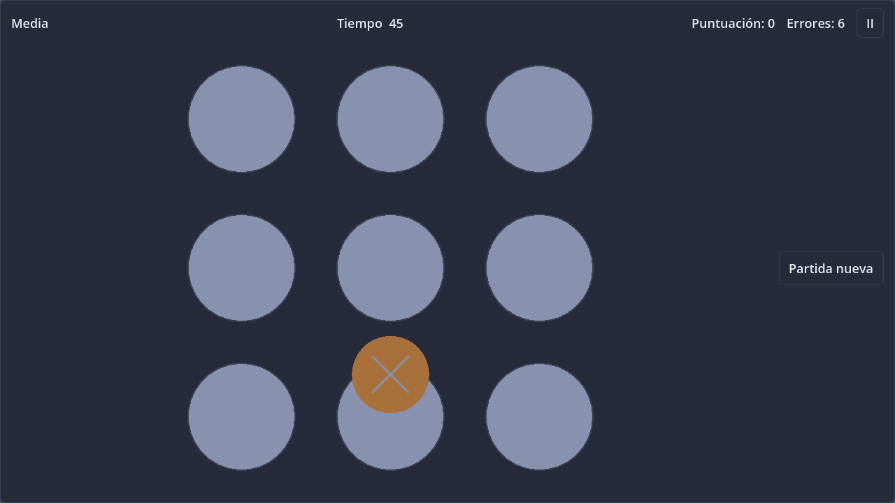 Screenshot of Whack-a-Mole in dark theme